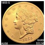 1855-S $20 Gold Double Eagle