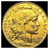 1913 French 20 Francs Rooster Coin CHOICE BU