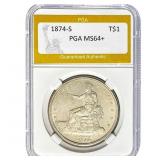 1874-S Trade Dollar PGA MS64+