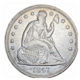1847 Seated Liberty Dollar XF