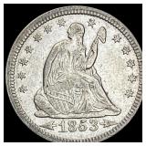 1853 Seated Liberty Quarter (Arrows) CLOSELY UNCIR