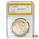 1925-S Peace Dollar PGA MS63+