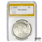 1925 $1 Peace Dollar PGA MS66+
