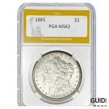 1885 $1 Morgan Dollar PGA MS62