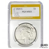 1924-S Peace Dollar PGA MS63