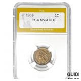 1869 1C PGA MS64 RED