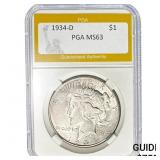 1934-D Peace Dollar PGA MS63
