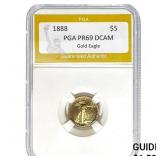The coin is labeled as:1888 $5 Gold Ea