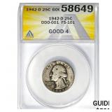 1942-D Washington Quarter DDO-001 FS-101