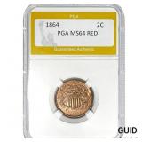 1864 2C PGA MS64 RED