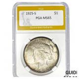 1925-S Peace Dollar PGA MS65