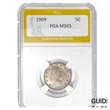 1909 5C Liberty Head Nickel PGA MS65