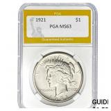 1921 $1 Peace Dollar PGA MS63