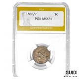 1858/7 1C Flying Eagle Cent PGA MS63+