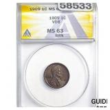 1909 1C VDB Lincoln Wheat Penny