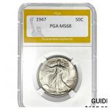 1947 50C Walking Liberty Half PGA MS68