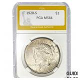 1928-S Peace Dollar PGA MS64