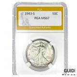 1943-S 50C PGA MS67