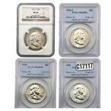 [4 Coins] 1951-1955 Franklin Half Dollar PCGS/NGC