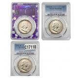 [3 Coins] 1951-1952 Franklin Half Dollar PCGS MS65