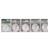[5 Coins] 2021 Silver Eagle ANACS MS70