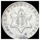 1852 Silver Three-Cent Piece CHOICE AU