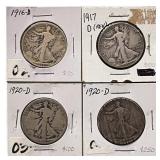 [4] Silver Walking Liberty 50C Lot