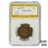 1847/47 Braided Hair Large Cent PGA AU50