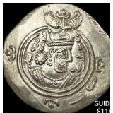 Sasanian Khosrow II 590-628 AD Silver Drachm UNCI