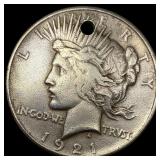 1921 Silver Peace Dollar (holed) HIGH GRADE