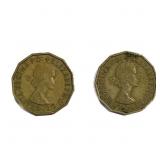 [2 Coins] 1960 Great Britain 3 Pence