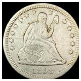 1858 Seated Liberty Quarter NEARLY UNCIRCULATED