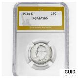1943-D Washington Silver Quarter PGA MS66