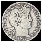 1911-S Silver Barber Half Dollar LIGHTLY CIRCULATE