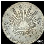 1894Go RS Mexico Silver 8 Reales Cap & Ray UNCIRCU