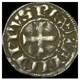 Frankish Greece 1297-1301 AD Silver Denier NEARLY