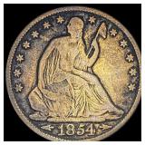 1854-S Silver Seated Liberty Half Dollar NICELY CI