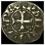 Frankish Greece 1297-1301 AD Silver Denier NEARLY