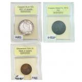 [3 Coins]1812-1866 U.S. 1C, 2C&50C Coin Lot USCG