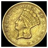 1856 Gold $1 Indian Princess Type 3 ABOUT  UNCIRC