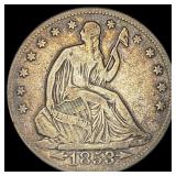 1853-O Silver Seated Liberty Half Dollar LIGHTLY C