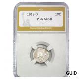 1918-D Mercury Silver Dime PGA AU58
