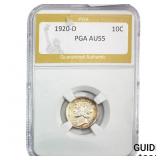 1920-D Mercury Silver Dime PGA AU55