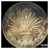 1895Mo AM Mexico Silver 8 Reales Cap & Ray NEARLY