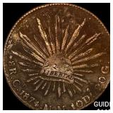 1874Ca MM Mexico Silver 8 Reales NEARLY UNCIRCULAT