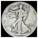 1921-D Silver Walking Liberty Half Dollar LIGHTLY
