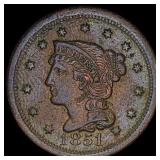 1851 Braided Hair Large Cent NEARLY UNCIRCULATED