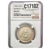 1950 Booker T Half Dollar NGC MS66+