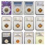 [12 Coins] 1909-1964 Wheat & Jefferson Coins PCGS/