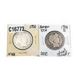 [2 Coins]1910-1914 Barber Half Dollar
